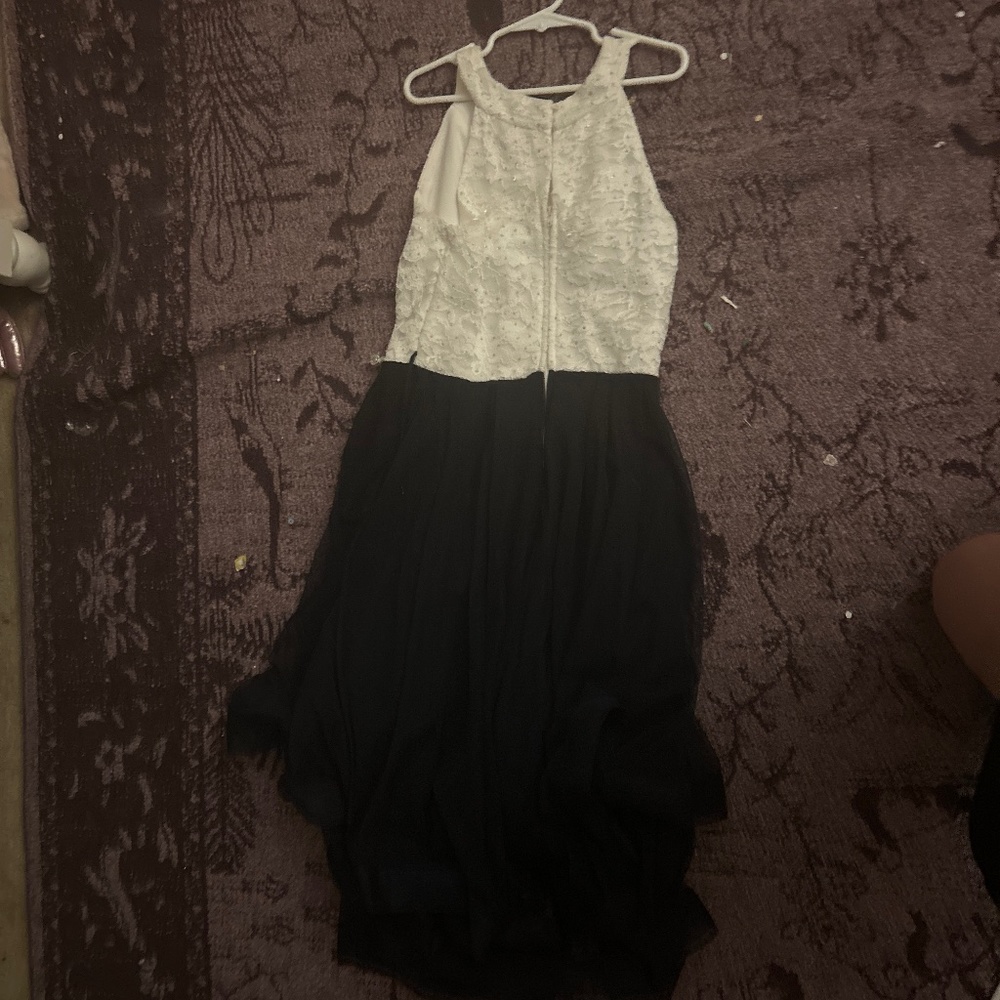 White and dark navy blue dress